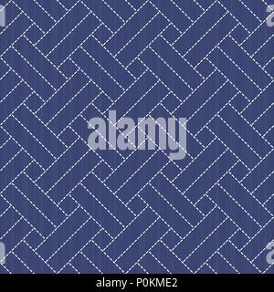 Traditional Japanese Embroidery Ornament with diagonal lines and rectangles. Vector seamless pattern. Stock Vector