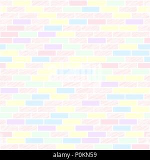 Scratched brick wall texture. Bright colors. Abstract seamless pattern. Simple pink and yellow backdrop. Can be used for wallpaper, pattern fills, web Stock Vector