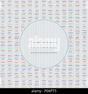 Abstract sashiko text frame. Copy space for text. Colorful stitches on the white background. Japanese embroidery ornament for pattern fills, handicraf Stock Vector