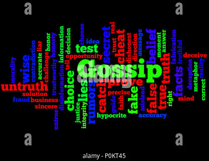 Gossip, word cloud concept on back background. Stock Photo