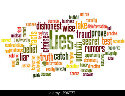 Lies, word cloud concept on white background. Stock Photo