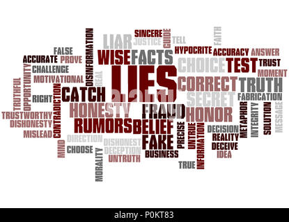 Lies, word cloud concept on white background. Stock Photo