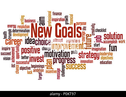 New goals, word cloud concept on white background. Stock Photo