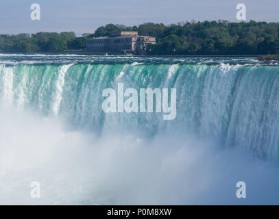 Close up of Horseshoe falls as seen from Niagara Falls, Ontario, Canada side (Mist rising from the bottom) Stock Photo