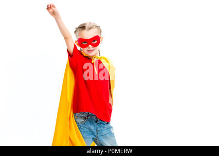 Download Female Superhero With Yellow Mask And Red Cape Stock Photo Alamy PSD Mockup Templates