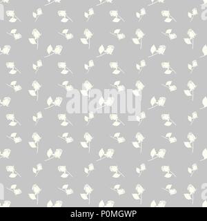 Roses seamless vector geometric monochromatic background - pattern for continuous replicate on grey background. Stock Vector