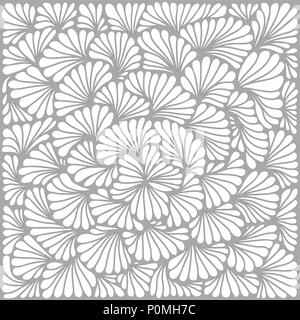 Vector abstract monochromatic pattern. White leafs on gray background. Stock Vector