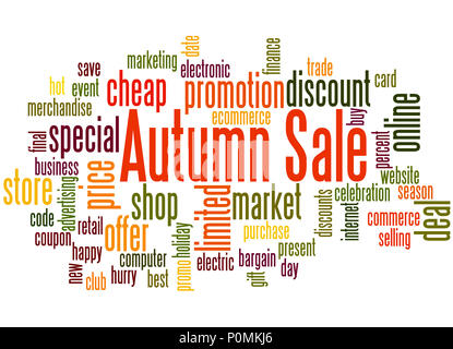 Autumn sale word cloud concept on white background. Stock Photo