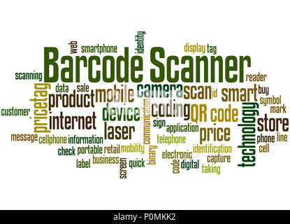 Barcode scanner word cloud concept on white background. Stock Photo