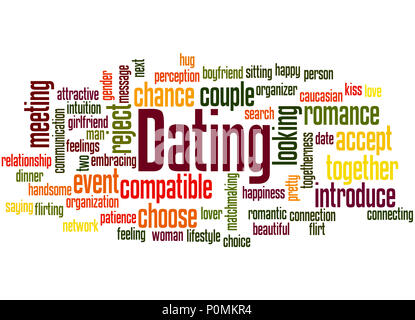 Dating word cloud concept on white background. Stock Photo