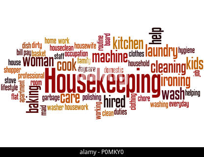 Housekeeping word cloud concept on white background. Stock Photo