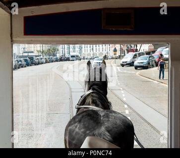 Horse-drawn tram, Douglas, Isle of Man, UK Stock Photo