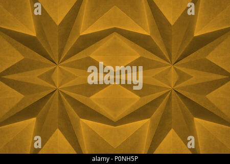 orange, Citrus Pantone 14-0955, Origamiesque; folded paper texture, one colour, one colour, close up,macro abstract, angular design element. Stock Photo