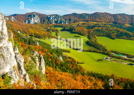 Mountains in the Sulov rocks Nature Reserves in the autumn in Slovakia, Europe Stock Photo