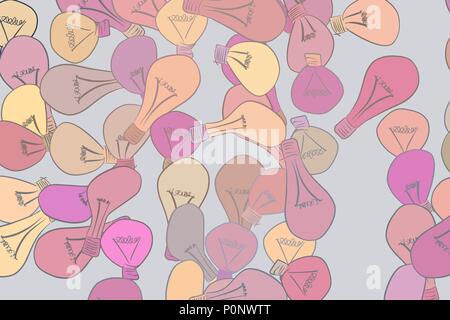 Abstract light bulb illustrations background. Cartoon style vector graphic. Stock Vector