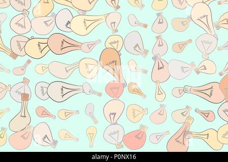 Abstract light bulb illustrations background. Cartoon style vector graphic. Stock Vector