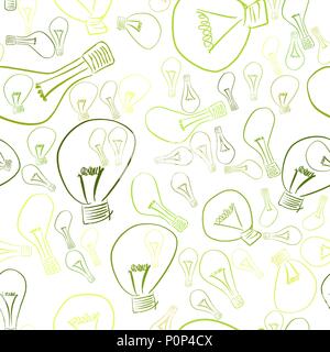 Seamless abstract light bulb illustrations background. Cartoon style vector graphic. Stock Vector