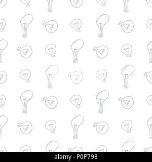 Seamless abstract light bulb illustrations background. Cartoon style vector graphic. Stock Vector