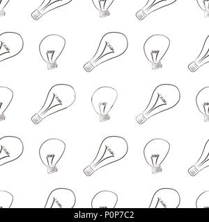 Seamless abstract light bulb illustrations background. Cartoon style vector graphic. Stock Vector