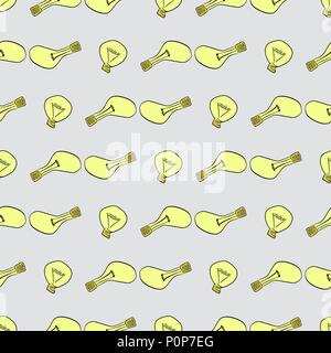 Seamless abstract light bulb illustrations background. Cartoon style vector graphic. Stock Vector