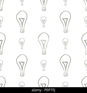 Seamless abstract light bulb illustrations background. Cartoon style vector graphic. Stock Vector