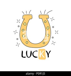 doodle metal horseshoe to luck decoration symbol Stock Vector