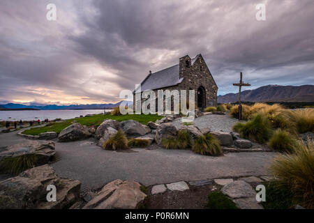 The Church of the Good Shepherd, Situated on the shores of Lake Tekapo in south island of New Zealand Stock Photo