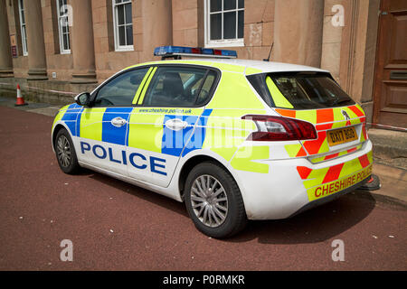 cheshire constabulary police peugeot 308 patrol car in Chester Cheshire England UK Stock Photo