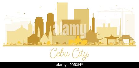 Cebu City skyline Golden silhouette. Vector illustration. Stock Vector