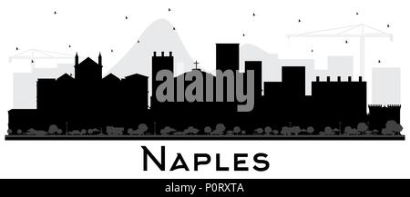 Naples Italy City Skyline with Black Buildings Isolated on White. Vector Illustration. Stock Vector