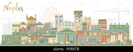 Naples Italy City Skyline with Color Buildings. Vector Illustration. Business Travel and Tourism Concept with Modern Architecture. Stock Vector