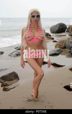 Reality Star Frenchy Morgan Poses In A Colourful See Through Bikini On Malibu Beach Featuring