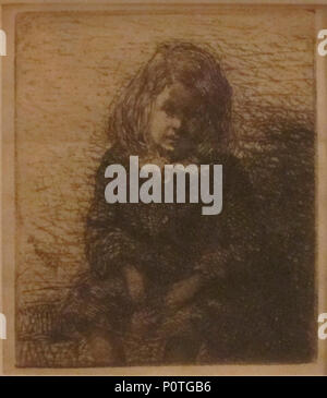 'Little Arthur' by James McNeill Whistler, 1858, etching, Honolulu Museum of Art. Stock Photo