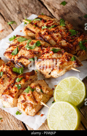 Kebab e Murgh - Chicken Kabab Marinated in a Yogurt Cumin Sauce closeup on the table. Vertical Stock Photo