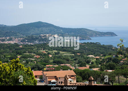 Italy, Elba, view towards Porto Azzurro from Capoliveri Stock Photo