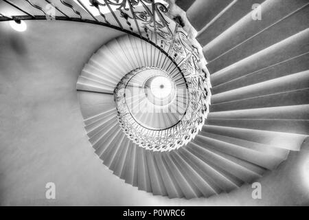 The beautiful 'Tulip Stairs' in the Queen's House in Greenwich, London, UK Stock Photo