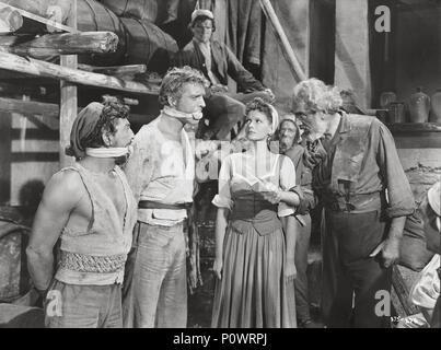 Original Film Title: THE CRIMSON PIRATE.  English Title: THE CRIMSON PIRATE.  Film Director: ROBERT SIODMAK.  Year: 1952.  Stars: BURT LANCASTER; EVA BARTOK; NICK CRAVAT. Credit: WARNER BROTHERS / Album Stock Photo