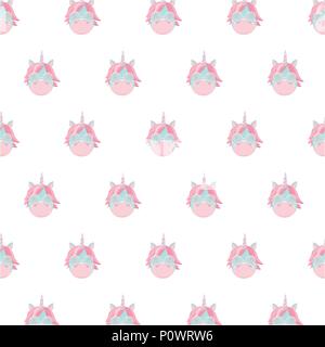 Seamless cute unicorn pattern vector illustration. Stock Vector