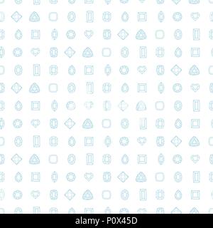 Diamond cut shapes. Seamless pattern. Heart, drop, emerald, oval, round and other diamond cut shapes. Abstract hand drawn pattern with gemstones. Whit Stock Vector