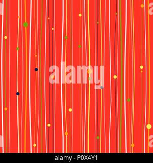 Seamless pattern with lines and dots, abstract background. Endless texture, plain background. Colorful red backdrop. Stock Vector