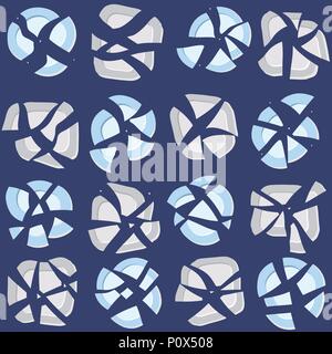 Seamless Pattern with Broken Grey and Blue Plates on a Dark Blue background. Endless texture, plain background. Quarrel backdrop. Stock Vector