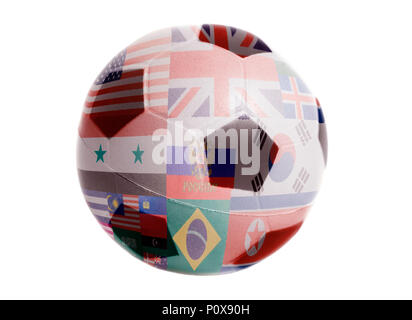 Flags all countries on Soccer ball isolated on a white background Stock Photo