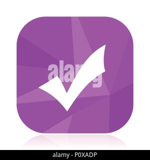 Accept flat vector icon. Apply violet web button. Agree internet square sign. OK modern design symbol in eps 10. Stock Vector