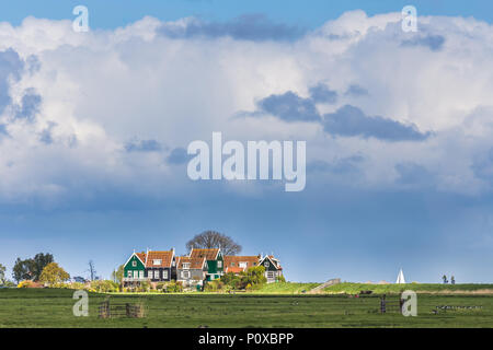 Characteristic wooden houses of Marken, Waterland, North Holland Stock Photo