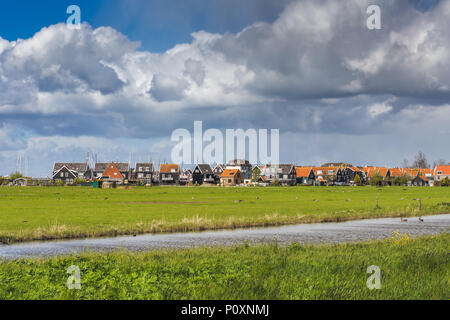 Characteristic wooden houses of Marken, Waterland, North Holland Stock Photo