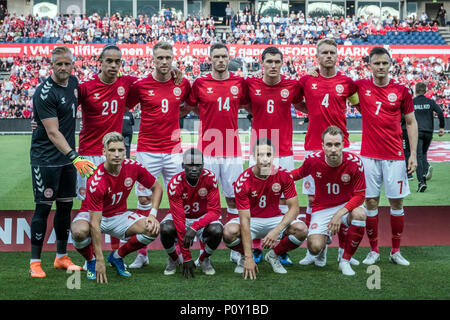 Denmark, Brøndby - June 09, 2018. The Danish line-up for the football friendly between Denmark and Mexico at Brøndby Stadion. (Photo credit: Gonzales Photo - Kim M. Leland). Credit: Gonzales Photo/Alamy Live News Stock Photo