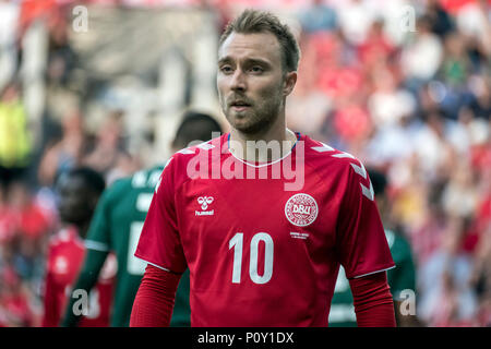 Denmark, Brøndby - June 09, 2018. Christian Eriksen (10) of Denmark seen during the football friendly between Denmark and Mexico at Brøndby Stadion. (Photo credit: Gonzales Photo - Kim M. Leland). Credit: Gonzales Photo/Alamy Live News Stock Photo