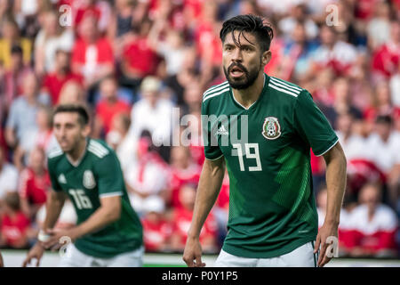 Denmark, Brøndby - June 09, 2018. Oribe Peralta (19) of Mexico seen during the football friendly between Denmark and Mexico at Brøndby Stadion. (Photo credit: Gonzales Photo - Kim M. Leland). Credit: Gonzales Photo/Alamy Live News Stock Photo