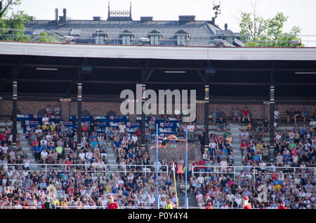 Stockholm, Sweden - 10 June 2018. Pole vault for men on the Diamond league- competition at Stockholm Stadium. The winner, Armand Duplantis making a clearing at 5,81 meters. Credit: Jari Juntunen/Alamy Live News Stock Photo