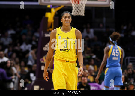 Los Angeles Sparks forward Candace Parker #3 during the Chicago Sky vs Los Angeles Sparks game at Staples Center in Los Angeles, Ca on June 10, 2018. (Photo by Jevone Moore) Stock Photo